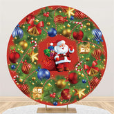 Lofaris Colorful Christmas Balls Round Red Day Backdrop
